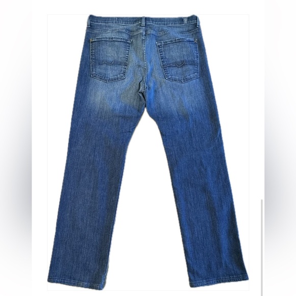 😎 7 For All Mankind, the Straight Men’s Blue Jeans - Picture 2 of 3